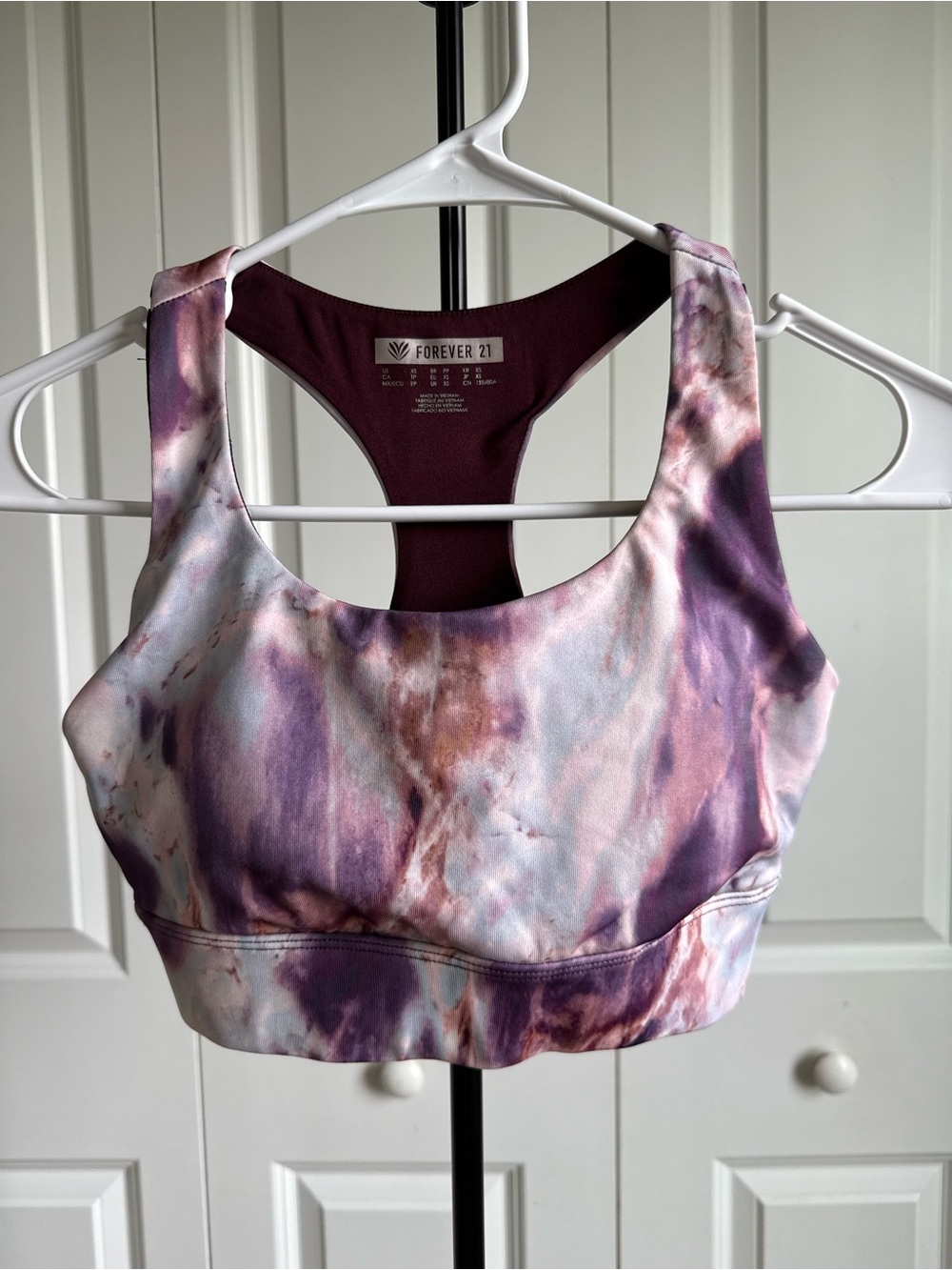 Forever 21 Purple Tie Dye Padded Sports Bra Top XS